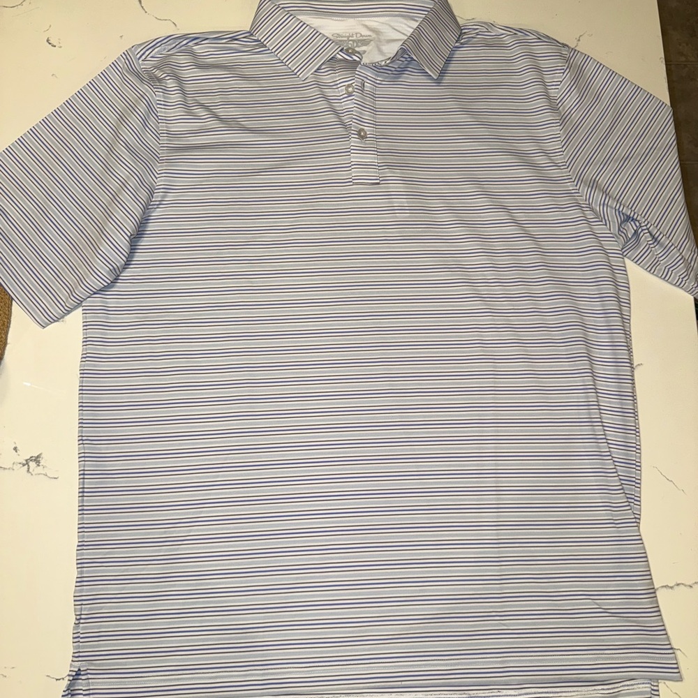 Classic Men's Polo Shirt - White and Blue Stripes